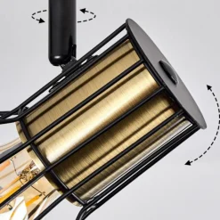 Lampes Industrielles-hofstein Plafonnier Bardhaman Noir, 4 lumières