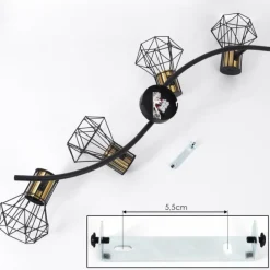 Lampes Industrielles-hofstein Plafonnier Bardhaman Noir, 4 lumières