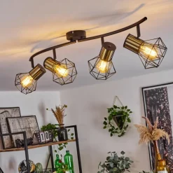 Lampes Industrielles-hofstein Plafonnier Bardhaman Noir, 4 lumières