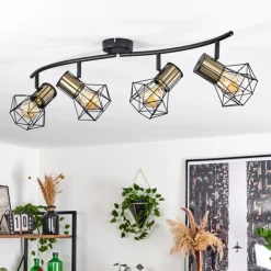 Lampes Industrielles-hofstein Plafonnier Bardhaman Noir, 4 lumières