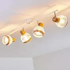 Luminaires Scandinaves-hofstein Plafonnier Bariloche Chrome, Blanc, 4 lumières