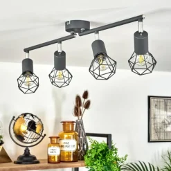 hofstein Plafonnier Baripada Anthracite, Chrome, 4 lumières