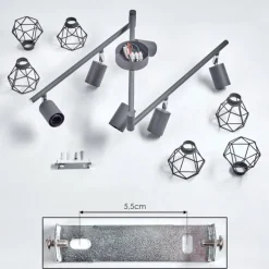 hofstein Plafonnier Baripada Anthracite, Chrome, 6 lumières