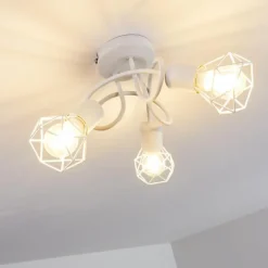 Lampes Vintages & Rétros-hofstein Plafonnier Baripada Blanc, 3 lumières