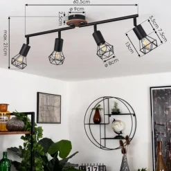 Lampes Vintages & Rétros-hofstein Plafonnier Baripada Brun, Noir, 4 lumières