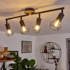 Lampes Vintages & Rétros-hofstein Plafonnier Baripada Brun, Noir, 4 lumières