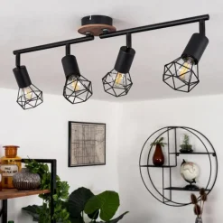 Lampes Vintages & Rétros-hofstein Plafonnier Baripada Brun, Noir, 4 lumières