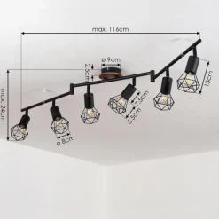 Lampes Vintages & Rétros-hofstein Plafonnier Baripada Brun, Noir, 6 lumières