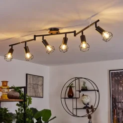 Lampes Vintages & Rétros-hofstein Plafonnier Baripada Brun, Noir, 6 lumières