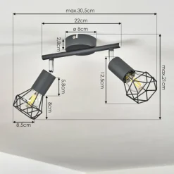 hofstein Plafonnier Baripada Chrome, Gris, 2 lumières