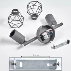 hofstein Plafonnier Baripada Chrome, Gris, 2 lumières