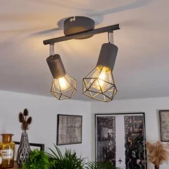 hofstein Plafonnier Baripada Chrome, Gris, 2 lumières