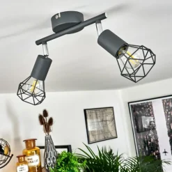 hofstein Plafonnier Baripada Chrome, Gris, 2 lumières