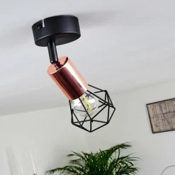 Lampes Vintages & Rétros-hofstein Plafonnier Baripada Cuivre, Noir, 1 lumière