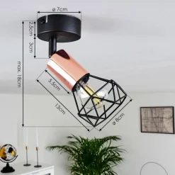 Lampes Vintages & Rétros-hofstein Plafonnier Baripada Cuivre, Noir, 1 lumière