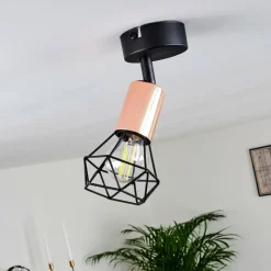 Lampes Vintages & Rétros-hofstein Plafonnier Baripada Cuivre, Noir, 1 lumière