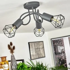 hofstein Plafonnier Baripada Gris, 3 lumières