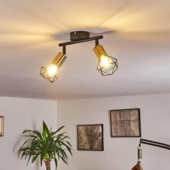 hofstein Plafonnier Baripada Laiton, Noir, 2 lumières