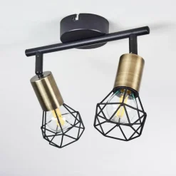 hofstein Plafonnier Baripada Laiton, Noir, 2 lumières