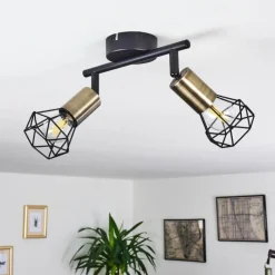 hofstein Plafonnier Baripada Laiton, Noir, 2 lumières