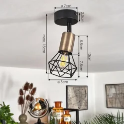 hofstein Plafonnier Baripada Laiton, Noir, 1 lumière