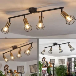 hofstein Plafonnier Baripada Laiton, Noir, 4 lumières