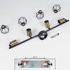 hofstein Plafonnier Baripada Laiton, Noir, 4 lumières