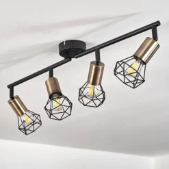 hofstein Plafonnier Baripada Laiton, Noir, 4 lumières