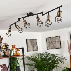 Lampes Vintages & Rétros-hofstein Plafonnier Baripada Laiton, Noir, 6 lumières