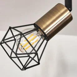 Lampes Vintages & Rétros-hofstein Plafonnier Baripada Laiton, Noir, 6 lumières