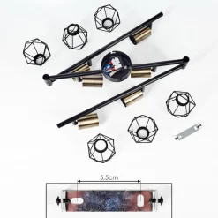 Lampes Vintages & Rétros-hofstein Plafonnier Baripada Laiton, Noir, 6 lumières