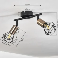 hofstein Plafonnier Baripada Laiton, Noir, 2 lumières
