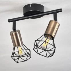 hofstein Plafonnier Baripada Laiton, Noir, 2 lumières