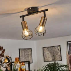 hofstein Plafonnier Baripada Laiton, Noir, 2 lumières