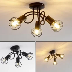 hofstein Plafonnier Baripada Noir, 3 lumières