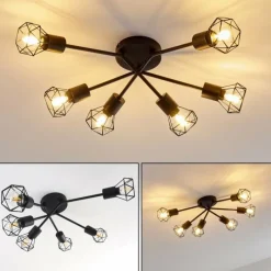 hofstein Plafonnier Baripada Noir, 6 lumières