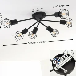 hofstein Plafonnier Baripada Noir, 6 lumières