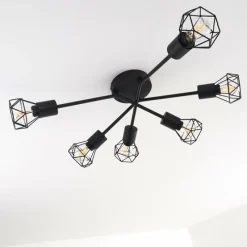 hofstein Plafonnier Baripada Noir, 6 lumières