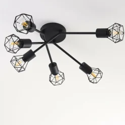hofstein Plafonnier Baripada Noir, 6 lumières