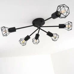 hofstein Plafonnier Baripada Noir, 6 lumières