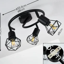 hofstein Plafonnier Baripada Noir, 3 lumières