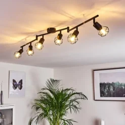 hofstein Plafonnier Baripada Noir, 6 lumières