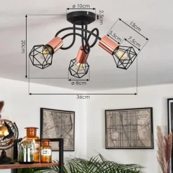 Lampes Vintages & Rétros-hofstein Plafonnier Baripada Noir, 3 lumières