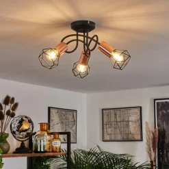 Lampes Vintages & Rétros-hofstein Plafonnier Baripada Noir, 3 lumières