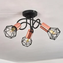 Lampes Vintages & Rétros-hofstein Plafonnier Baripada Noir, 3 lumières