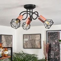 Lampes Vintages & Rétros-hofstein Plafonnier Baripada Noir, 3 lumières