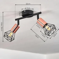 Lampes Vintages & Rétros-hofstein Plafonnier Baripada Noir, 2 lumières