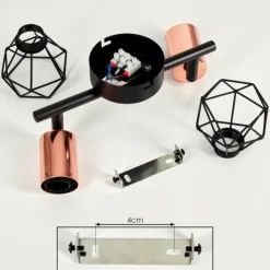 Lampes Vintages & Rétros-hofstein Plafonnier Baripada Noir, 2 lumières