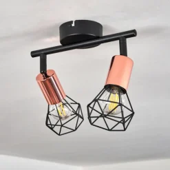 Lampes Vintages & Rétros-hofstein Plafonnier Baripada Noir, 2 lumières