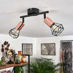 Lampes Vintages & Rétros-hofstein Plafonnier Baripada Noir, 2 lumières